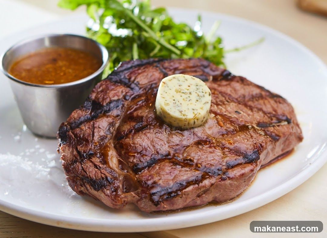 Steak with Herb Butter and Sauce