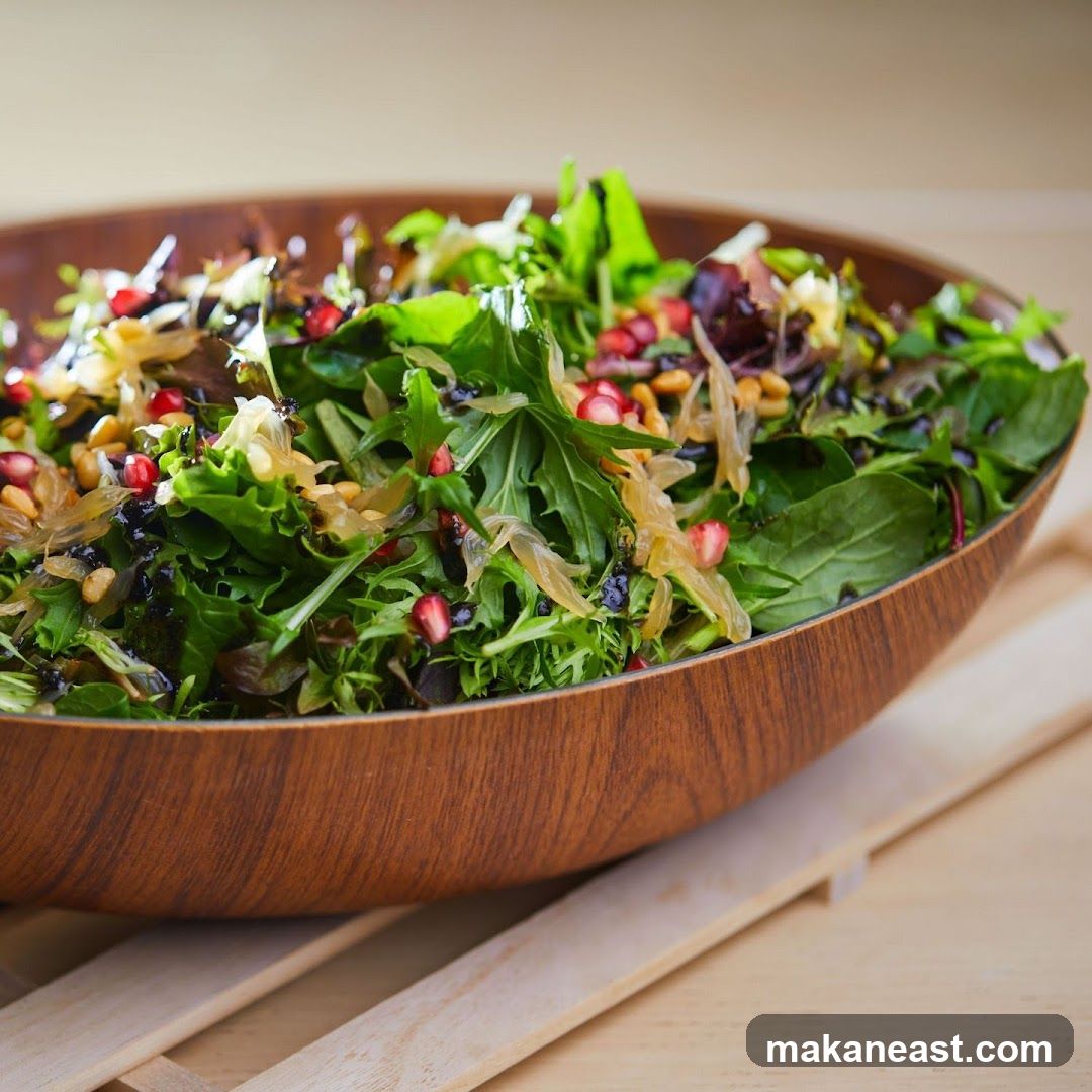 Salad in a wooden bowl