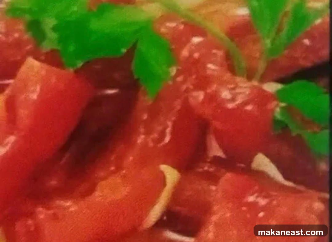 Close-up of chopped tomatoes with parsley