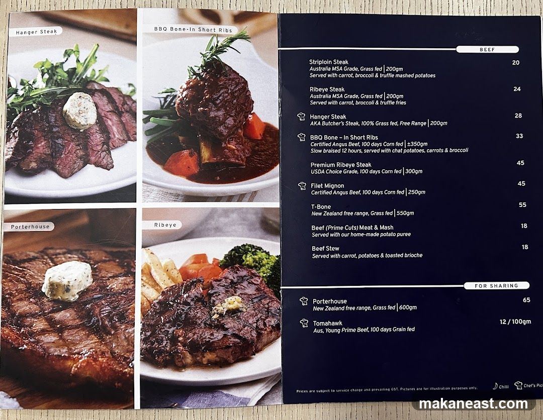 Beef Menu