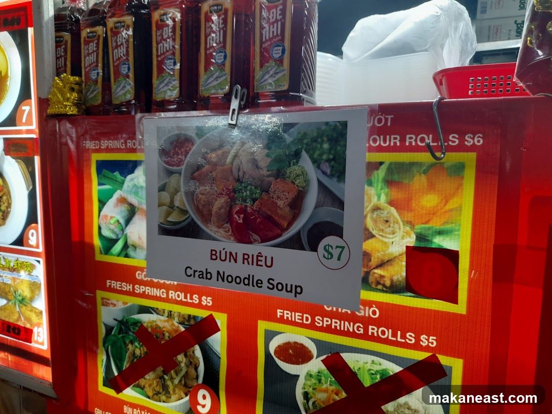 Food stall menu