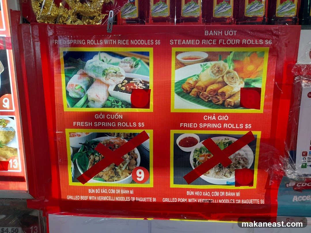 Vietnamese Food Menu