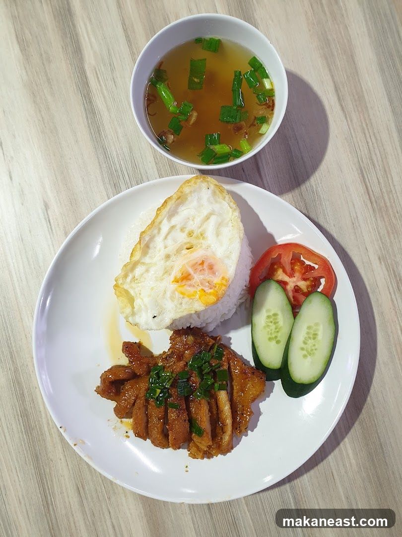 Pork Chop Rice with Fried Egg and Soup