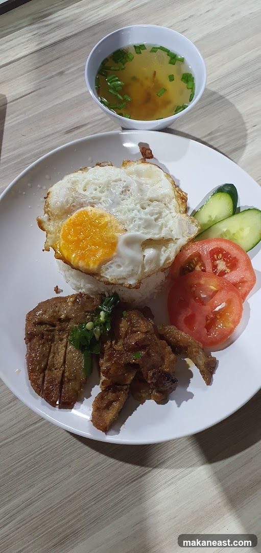 Pork Chop Rice with Fried Egg and Soup