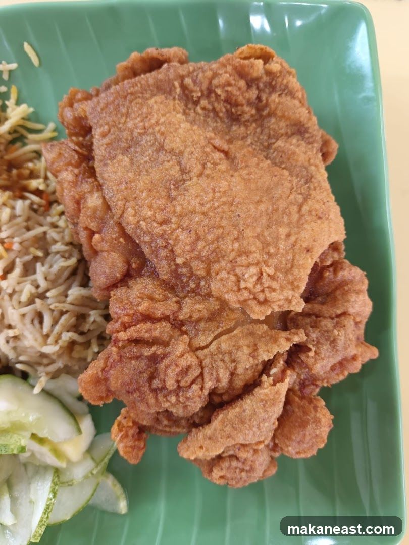 Fried Chicken with Rice and Cucumber Slices