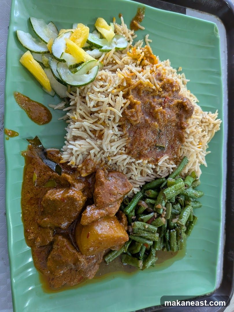 Plate of Rice with Meat and Vegetables