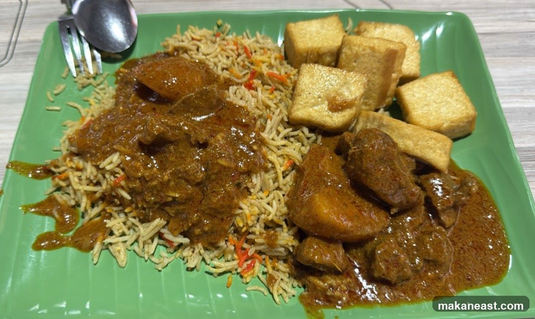 Plate of Biryani with Meat and Tofu