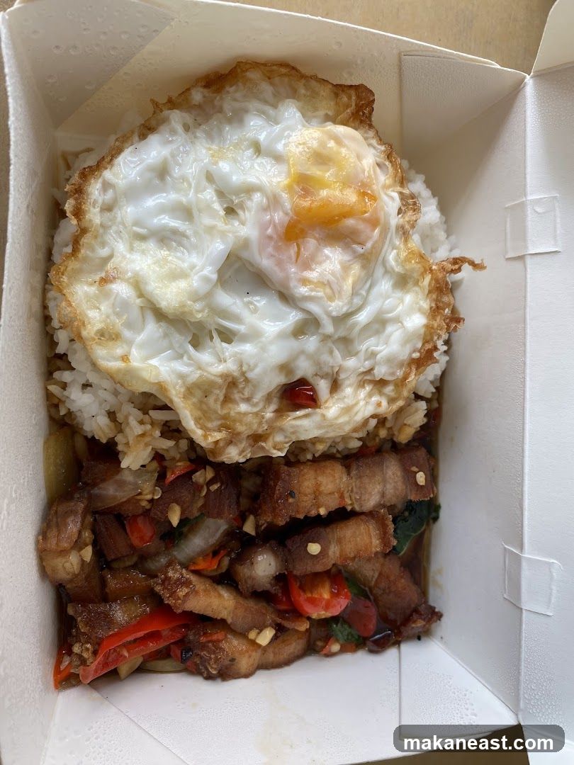 Crispy Pork Belly with Fried Egg and Rice