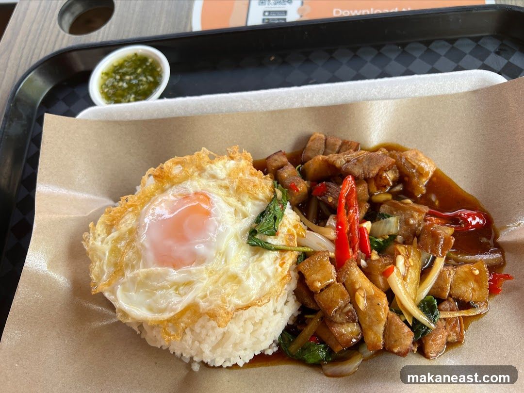 Crispy Pork Belly with Rice and Fried Egg