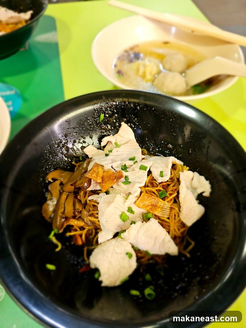 Noodles with Sliced Pork and Mushrooms