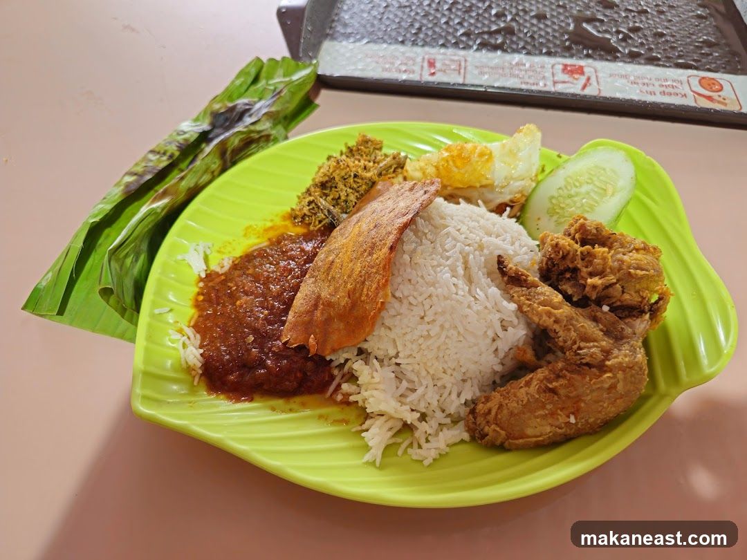 Nasi Lemak with Fried Chicken