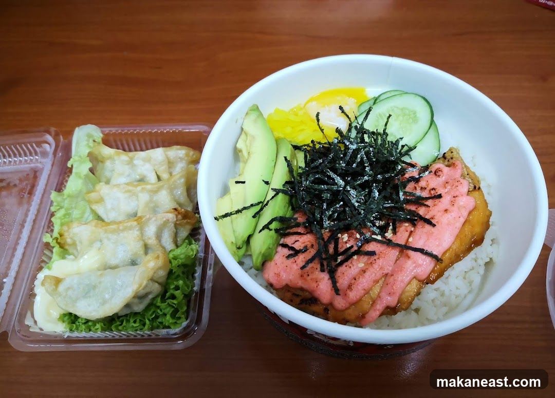 Salmon Donburi and Gyoza