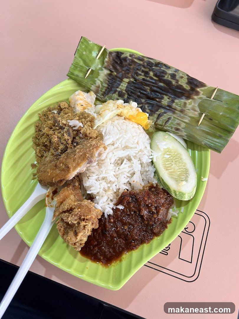 Nasi Lemak with Fried Chicken