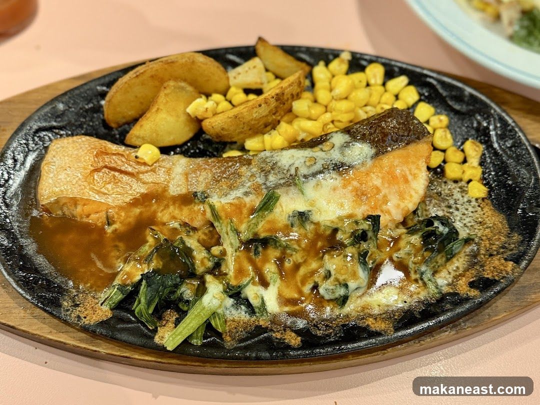 Salmon Steak with Sides