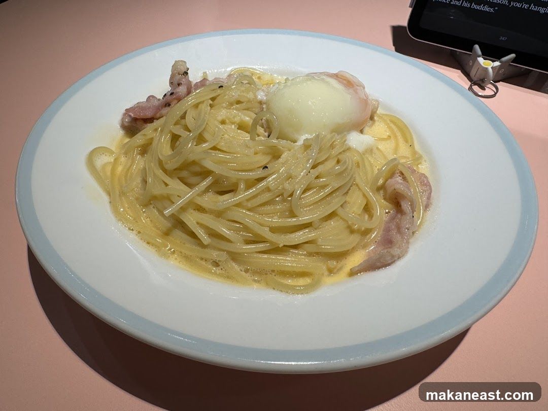 Spaghetti Carbonara with Poached Egg