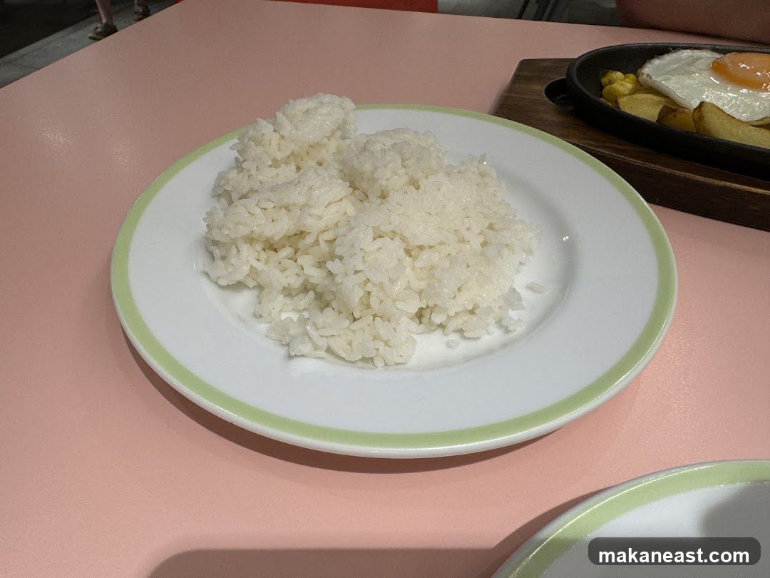 Steamed Rice and Fried Egg Meal