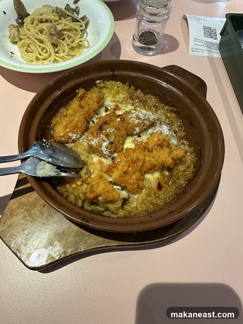 Baked Risotto with Fried Chicken