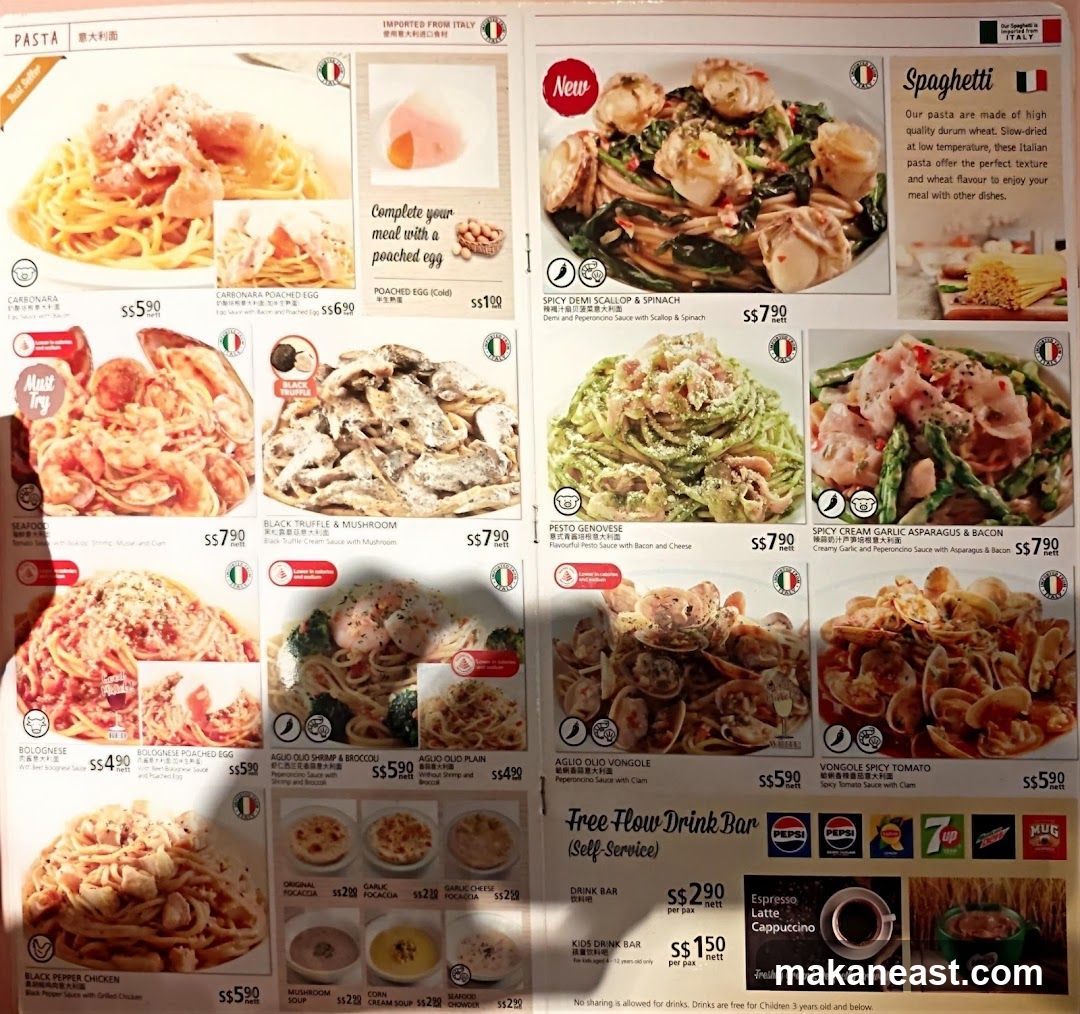 Pasta Menu