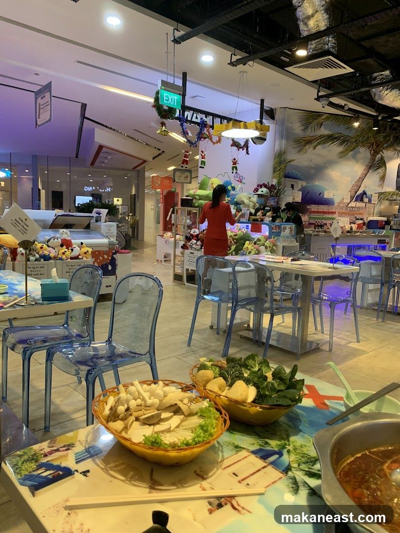 Restaurant Interior with Food and Decorations