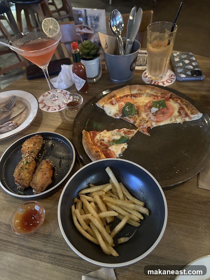 Table with food and drinks