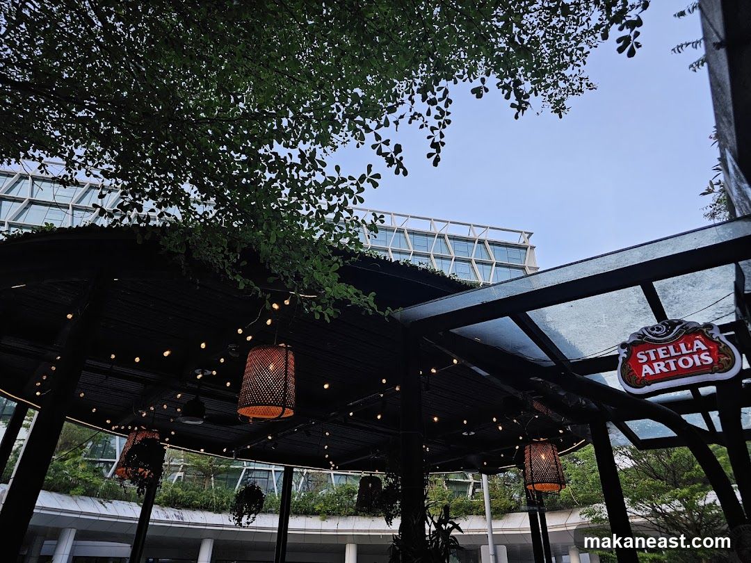 Outdoor Seating Area with Stella Artois Sign