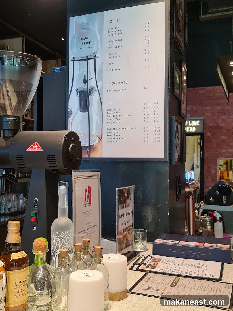 Bar Counter with Coffee Machine and Menu