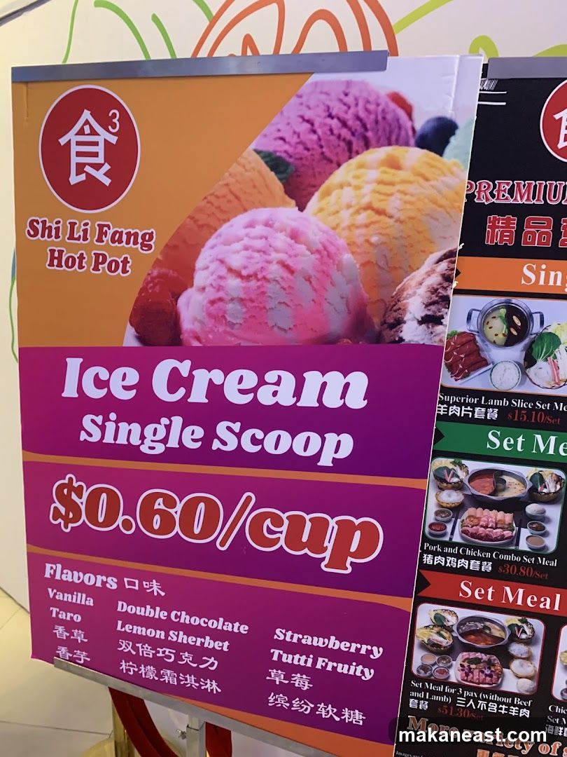 Ice Cream and Set Meal Menu