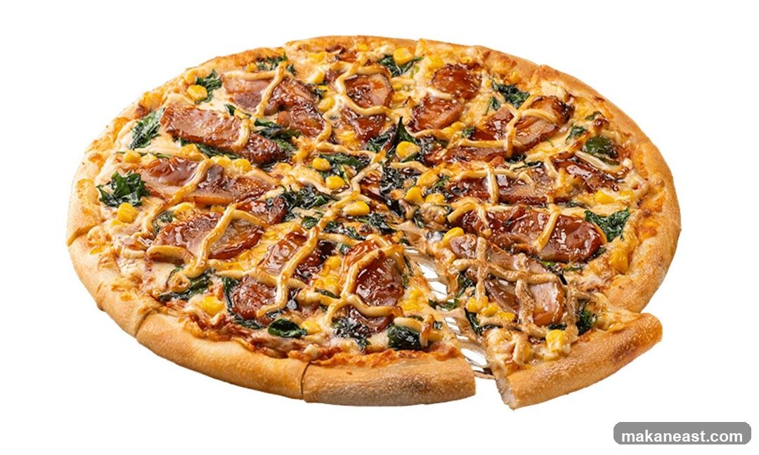 Pizza with meat and corn