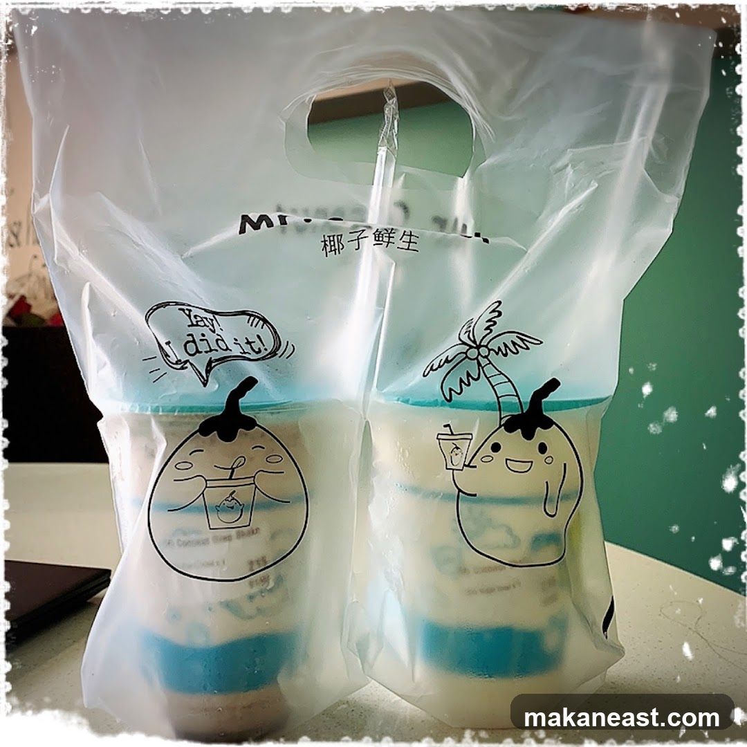 Two Coconut Drinks in a Plastic Bag