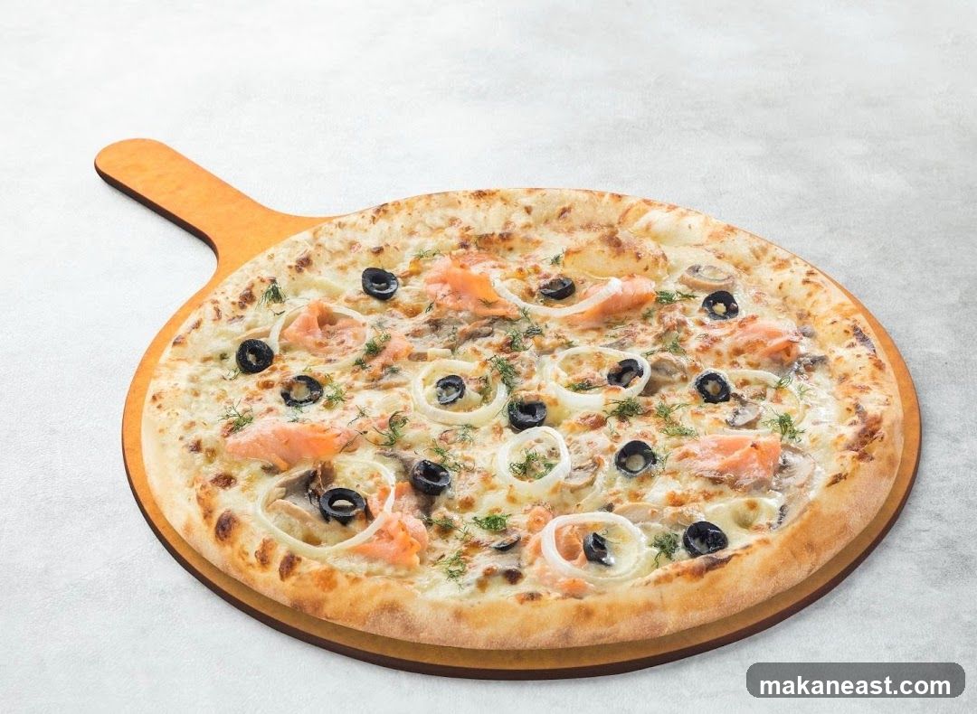 Salmon and Olive Pizza
