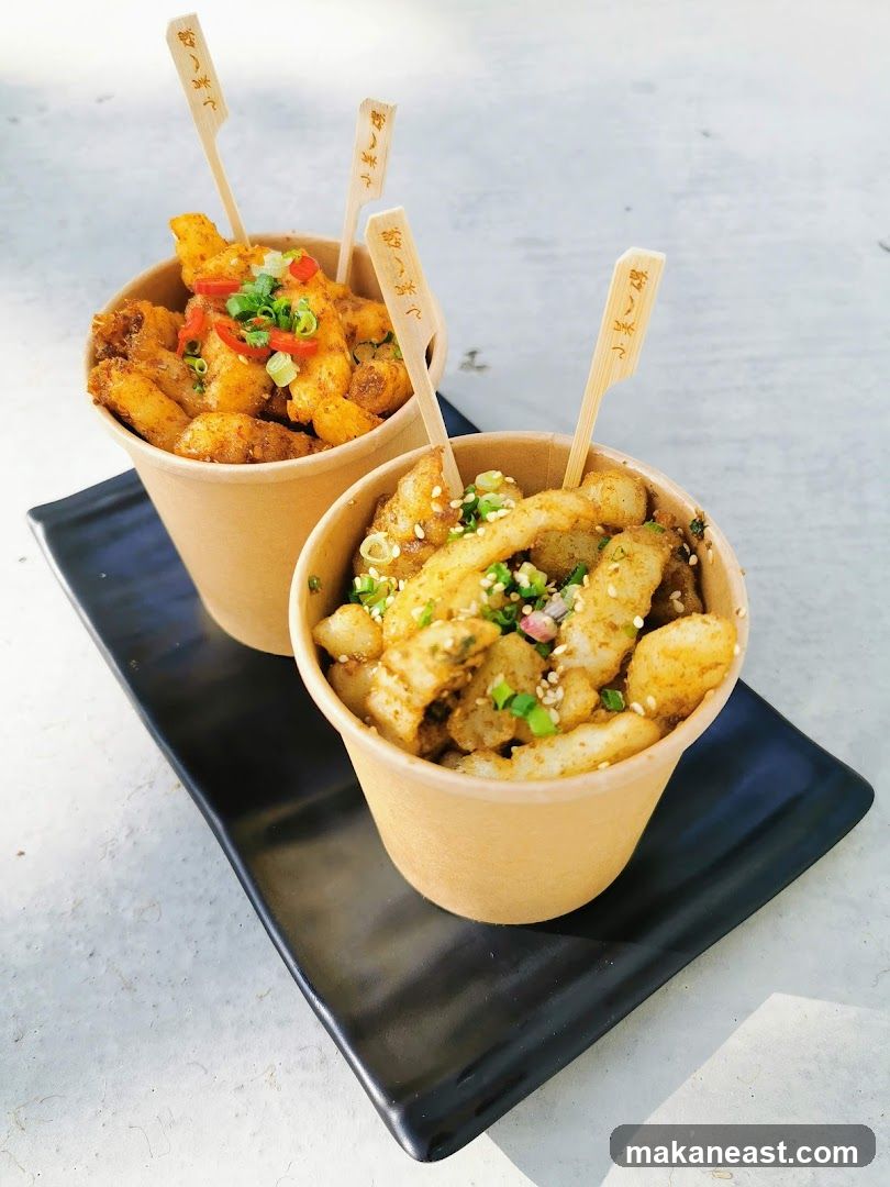 Two cups of fried snacks