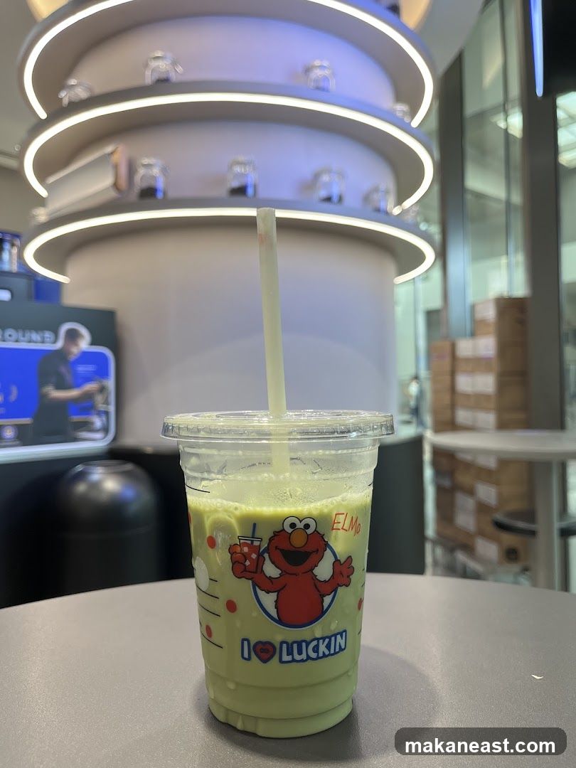 Elmo Themed Matcha Drink
