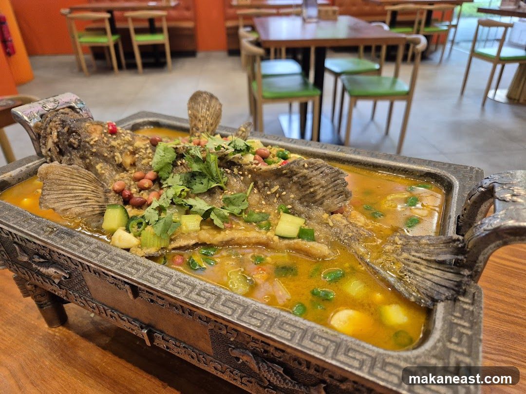 Fish dish in a decorative serving tray