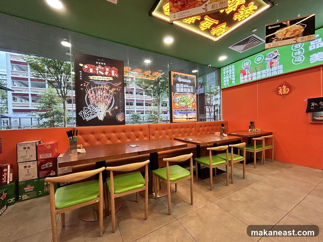 Restaurant Interior with Barbecue Skewers