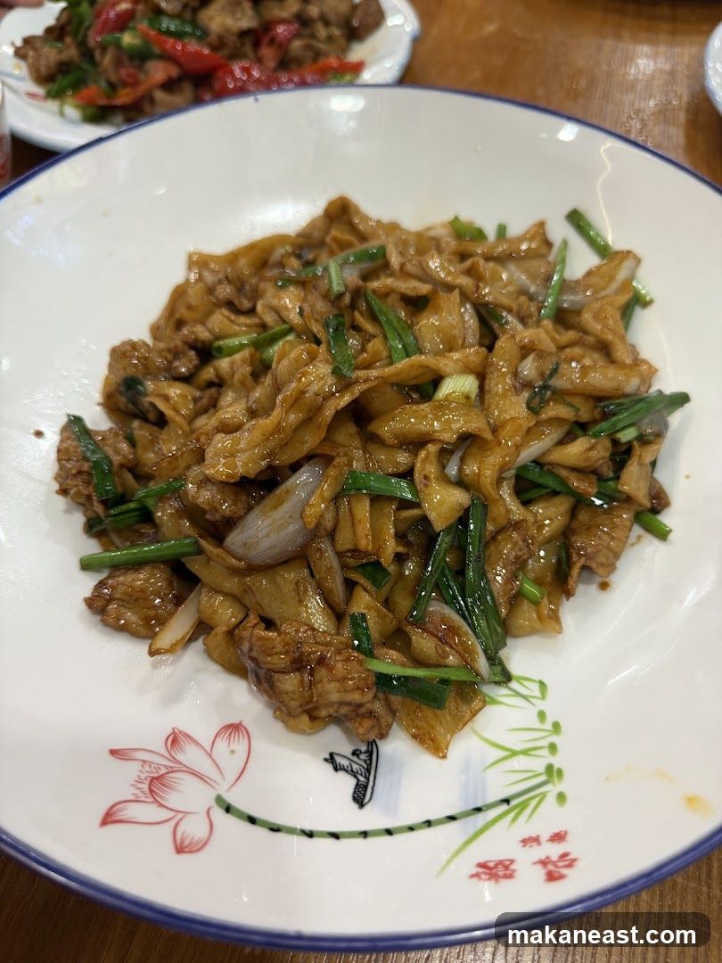 Stir-fried Noodles with Meat and Scallions
