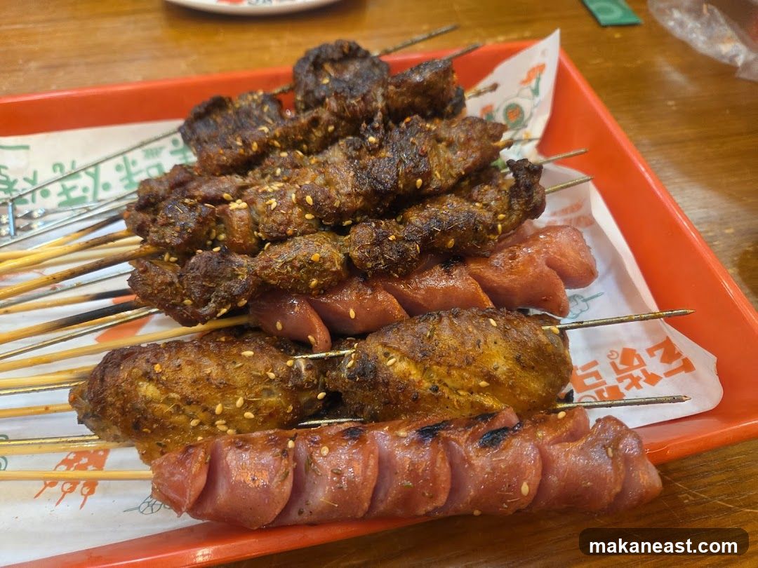 Skewers of Meat and Sausage