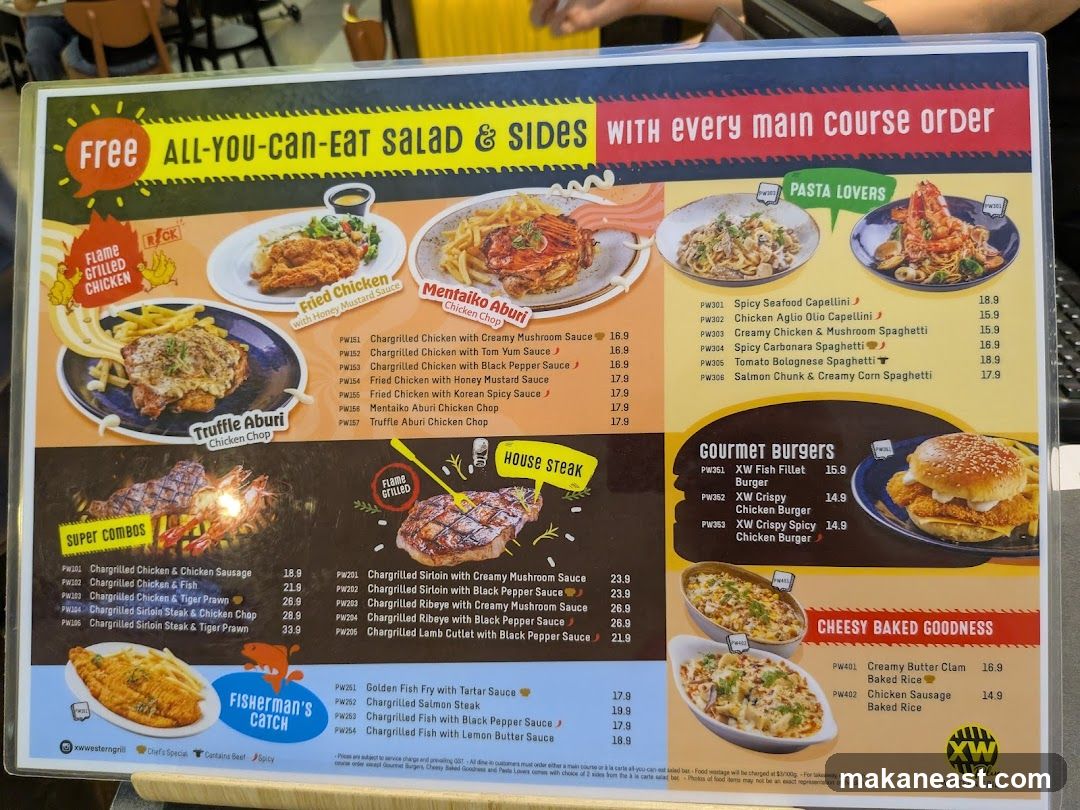 XW Plus Western Grill Menu