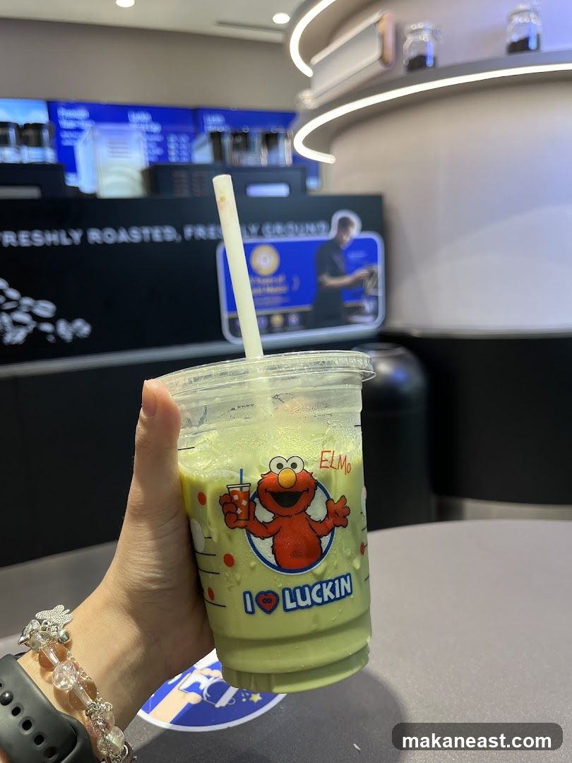Elmo Themed Matcha Drink