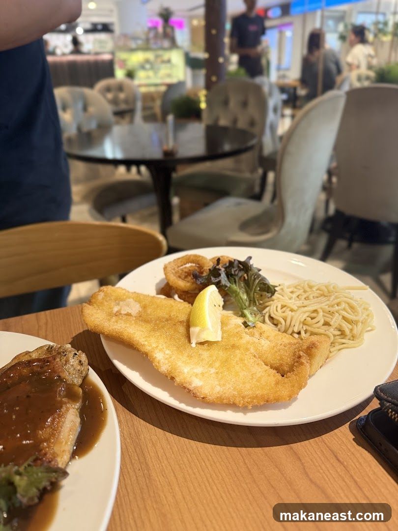 Fish and Chips with Side of Pasta