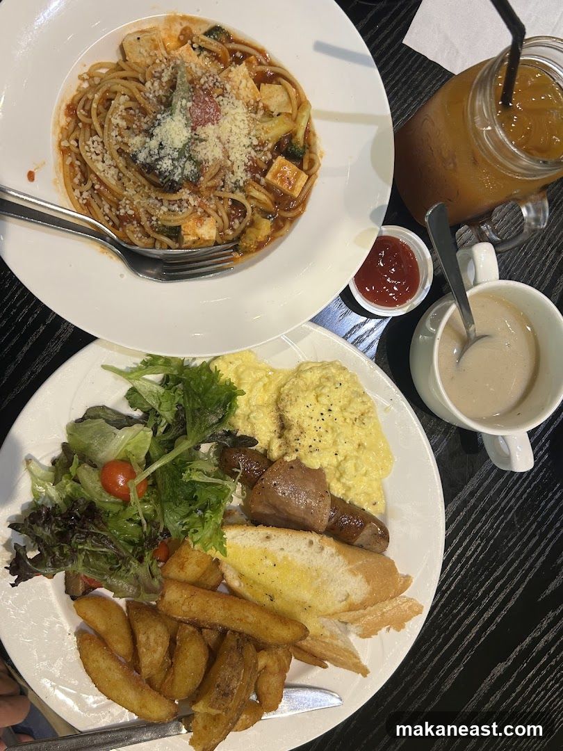 Breakfast and Pasta Meal