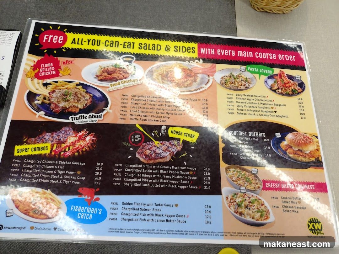 XW Western Grill Menu