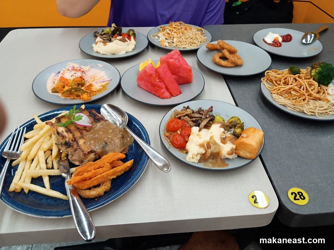 Plates of food on a table