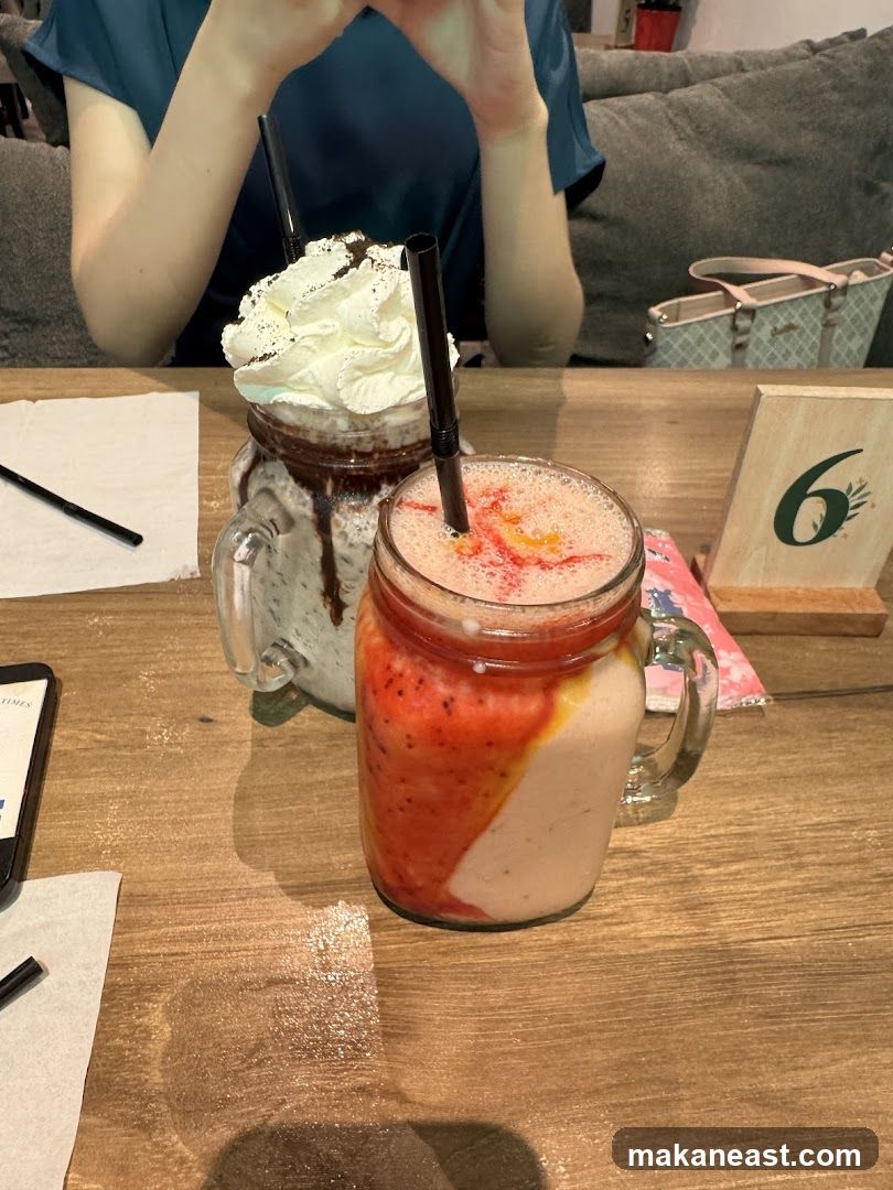 Two drinks on a table