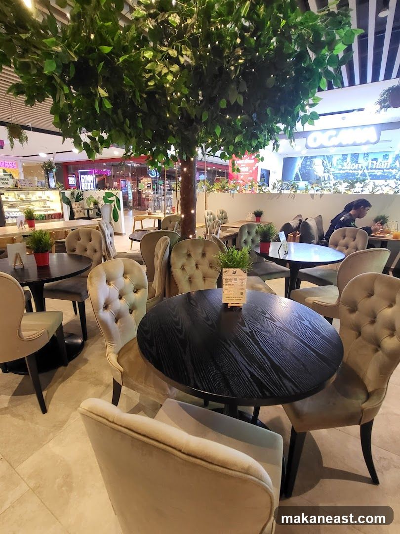Cafe Interior with Artificial Tree