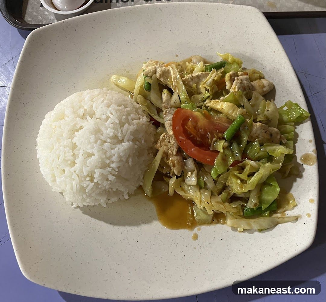 Stir-fried Chicken and Cabbage with Rice