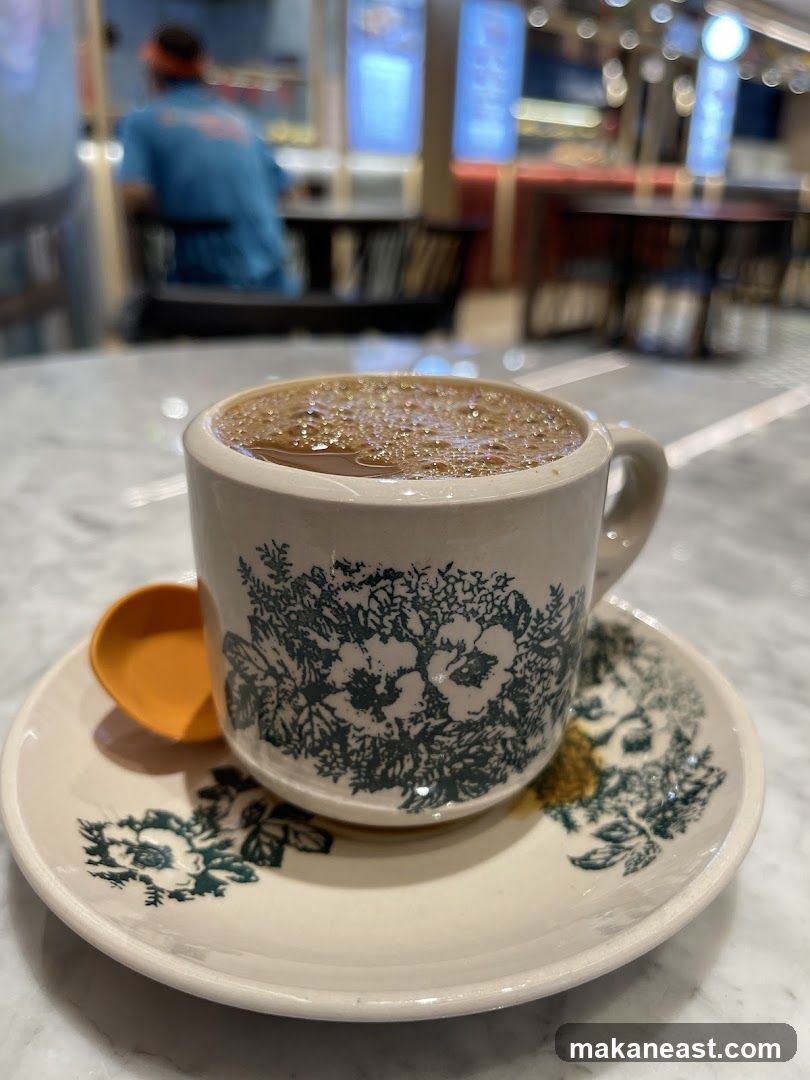 Coffee in a patterned cup