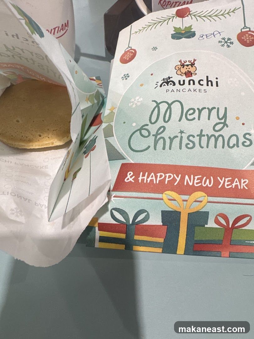 Christmas themed packaging with pancakes