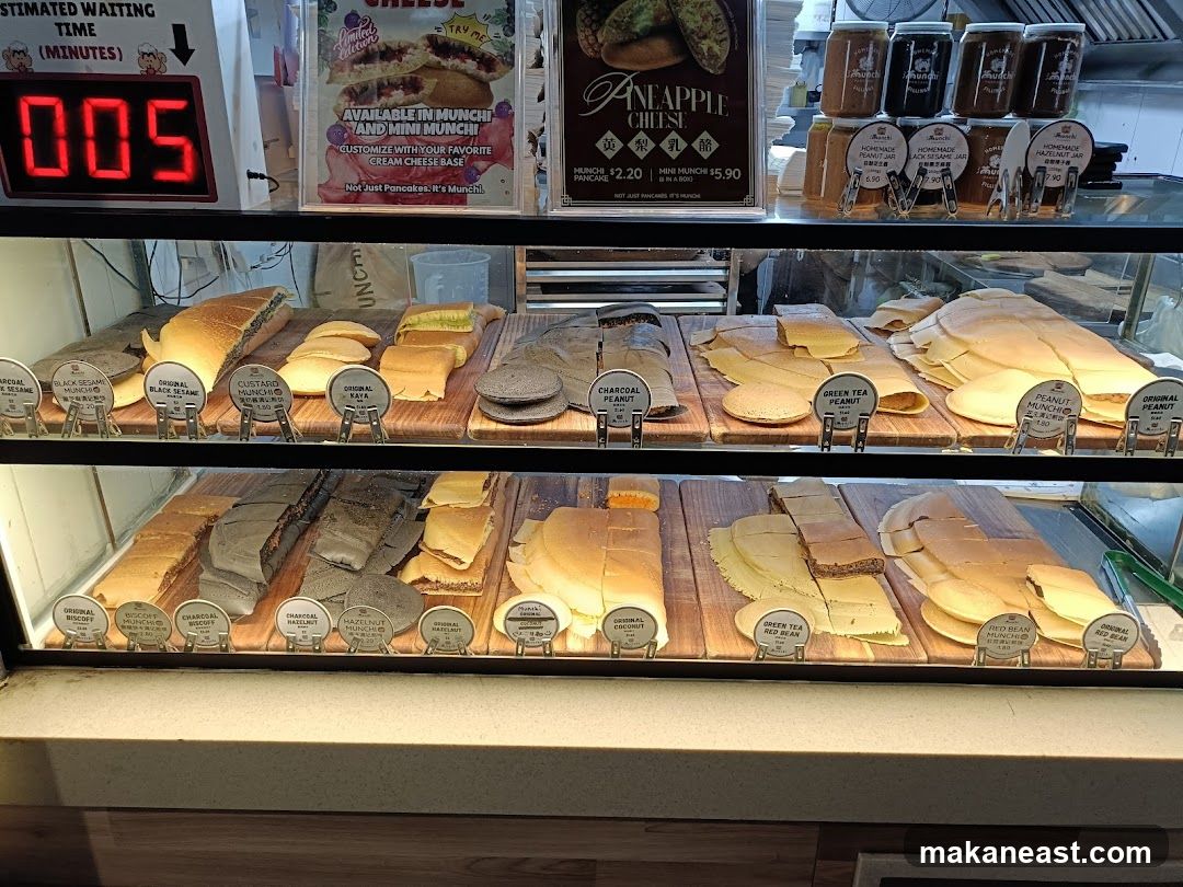 Display Case with Pancakes and Jars