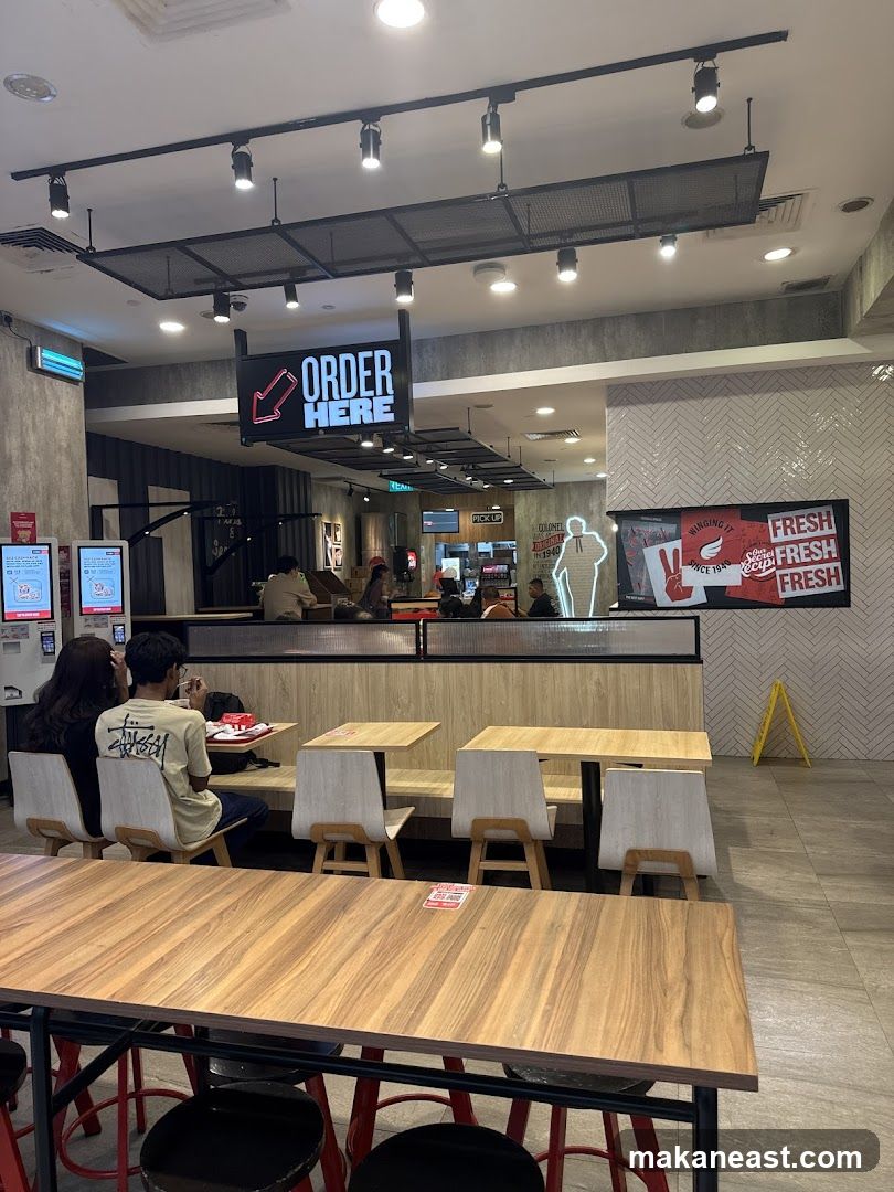 Restaurant Interior with Order Here Sign