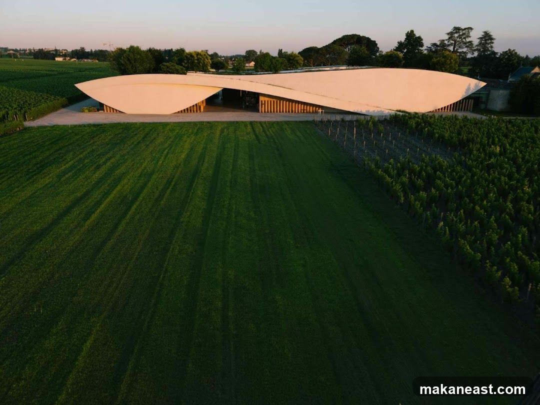 Modern Winery Building Amidst Vineyards